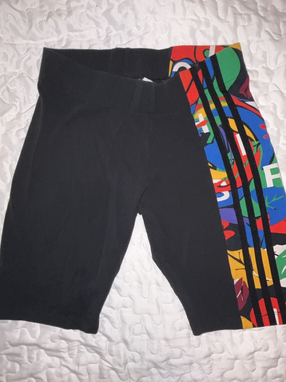 adidas Black Shorts with Multicolor Side Panel